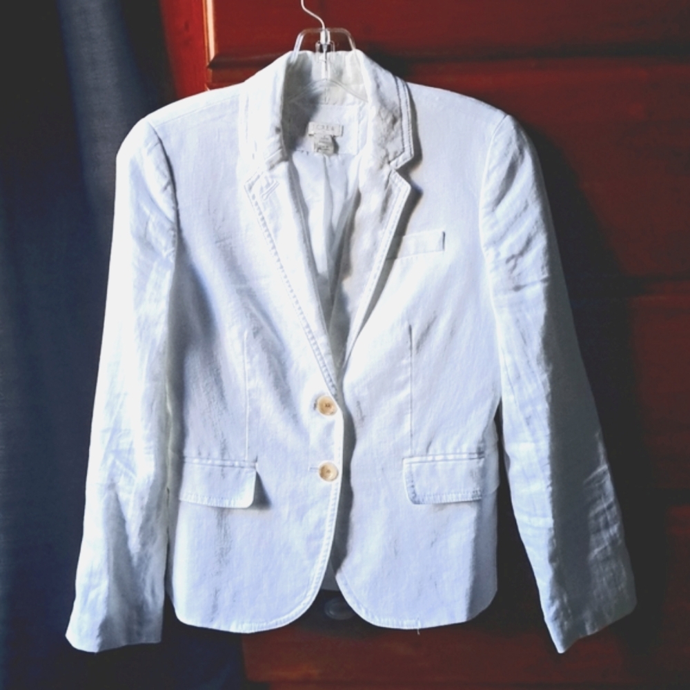 J CREW Linen blazer, white, size 2